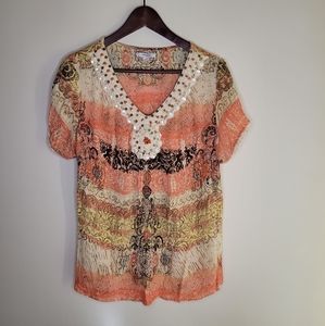 dressbarn Embellished Top Sz 1X